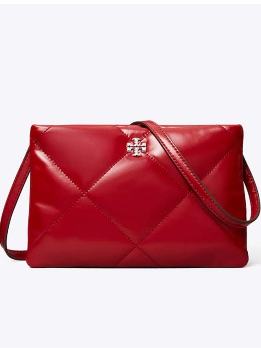 Tory Burch Kira Quilted Patent Leather Crossbody in Red NWT